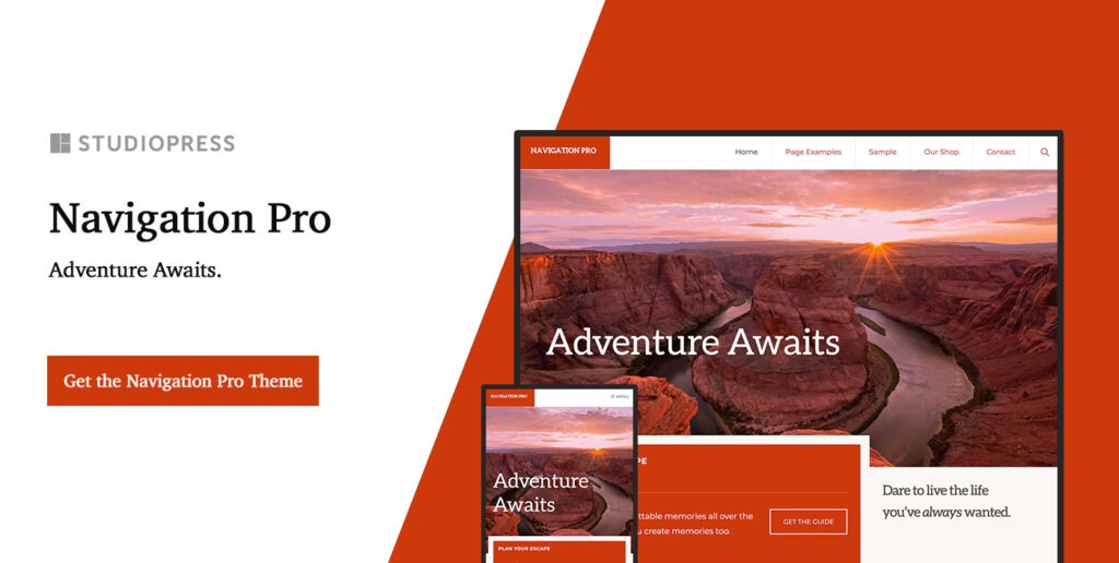 The StudioPress Navigation Pro theme, powered by the Genesis Framework, is perfect for creating an elegant website with the best StudioPress themes.