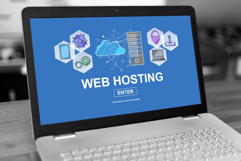 A laptop displaying a comparison between Managed WordPress and Shared Hosting for website owners.